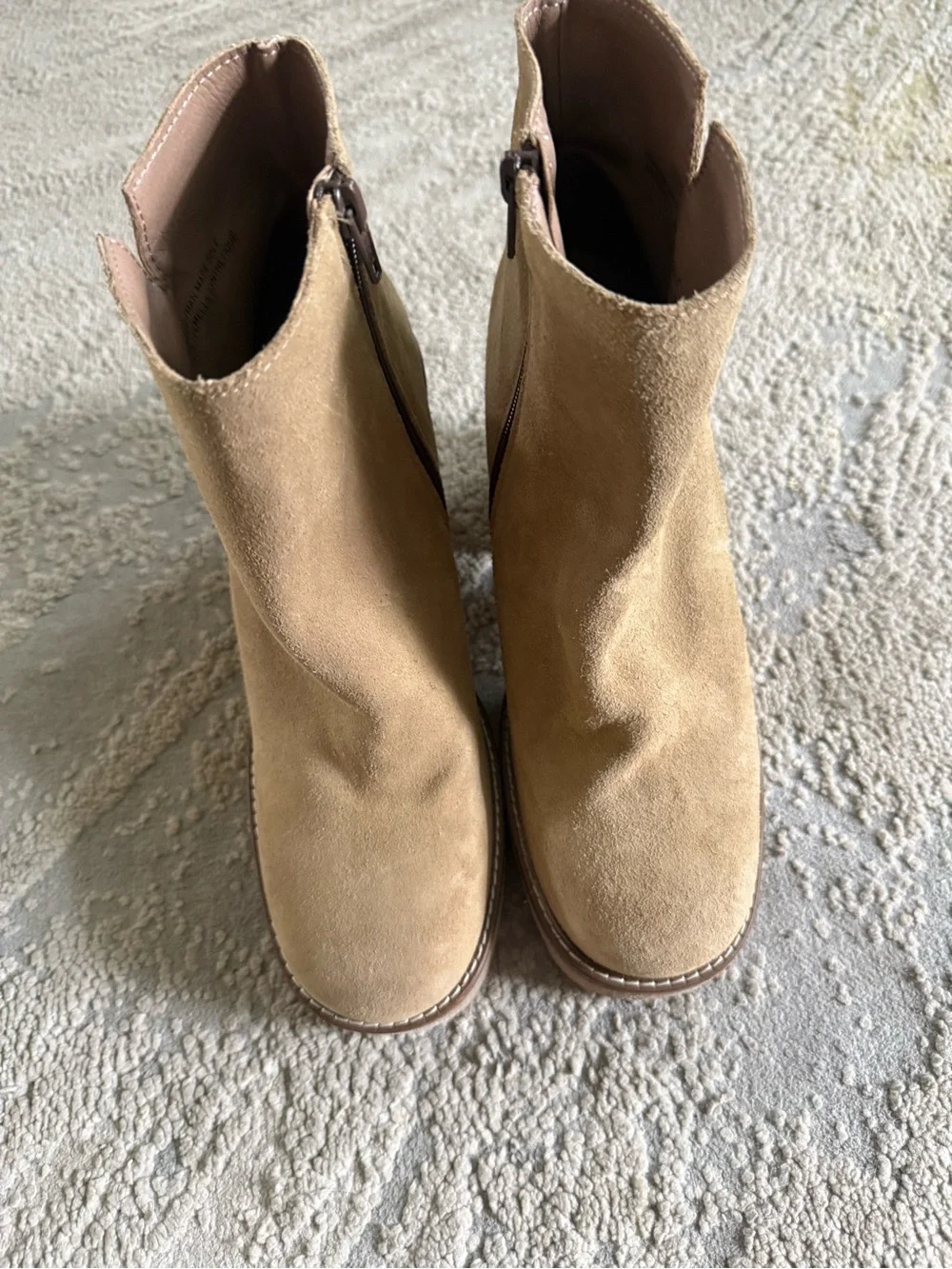 Yokono Gela ankle boots Leather suede Tan block heel 40 9 9.5
